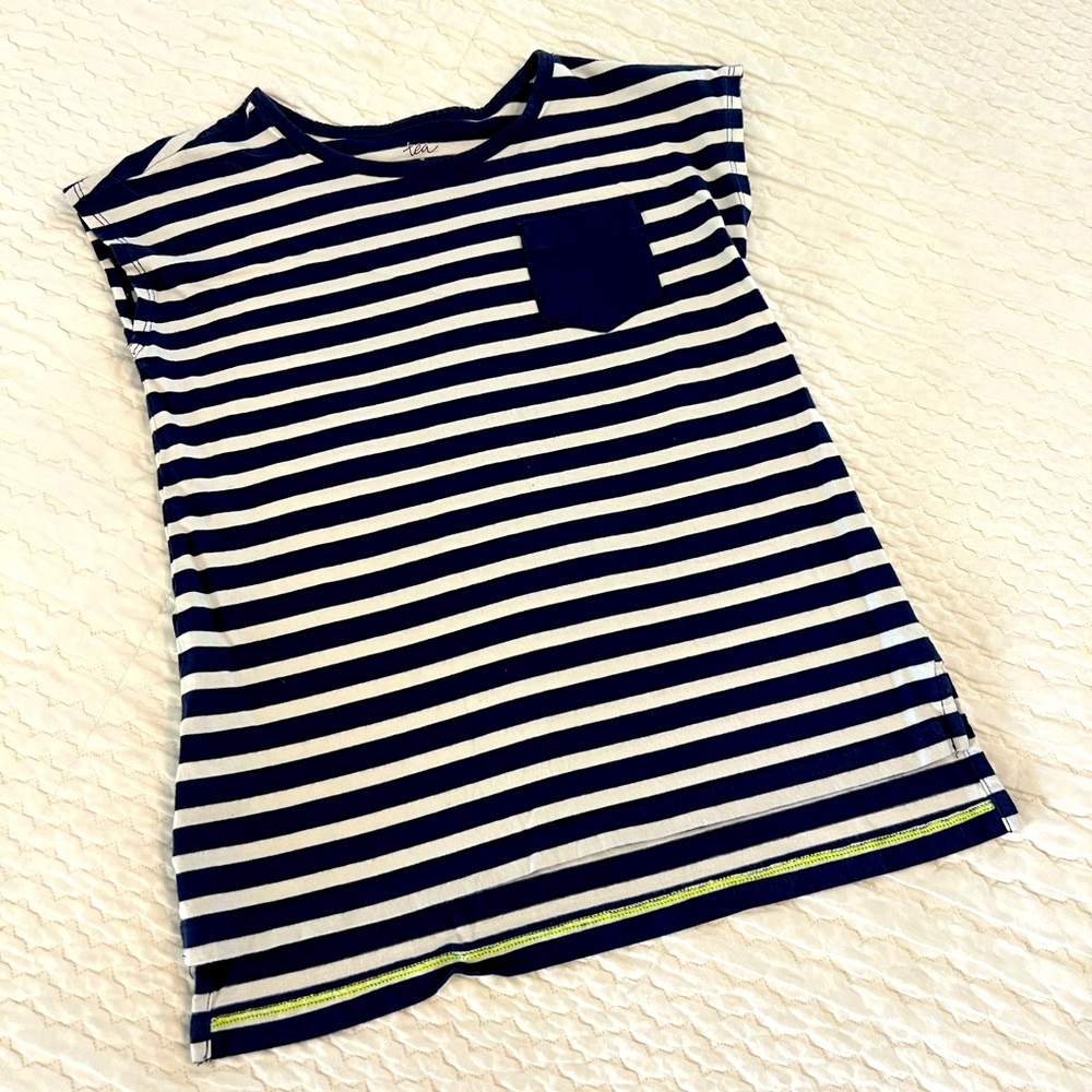 Tea Collection, Navy Striped Kids Shirt, Size 7